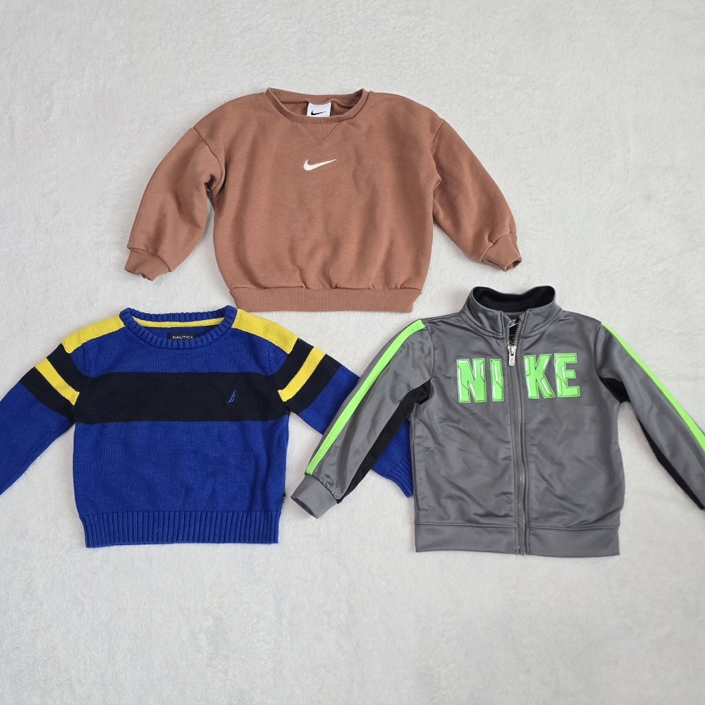 Boy's Nike Sweatshirt and Full Zip Jacket & Nautica Sweater Size 2T 24 Month